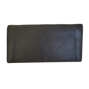 Dunhill Black Leather Long Bifold Wallet Carbon Fiber Weave Zipper Pocket